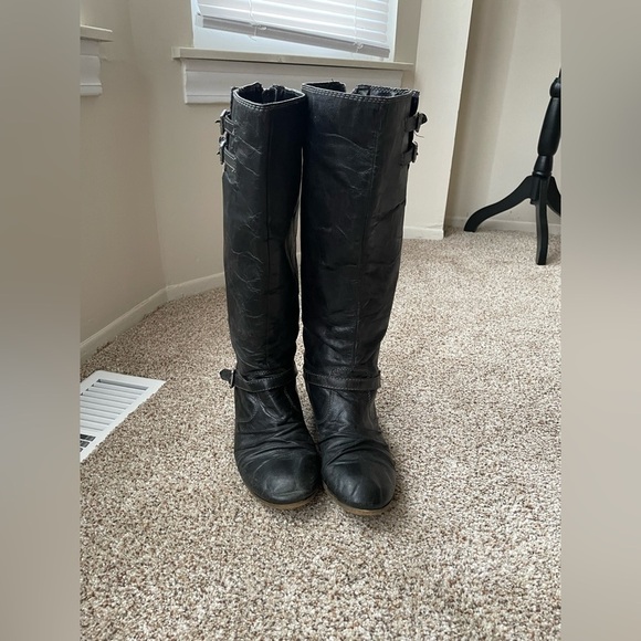 STEVE MADDEN P-Loops Knee High Boots Women’s Size  9 Leather Black Grey - Picture 11 of 11